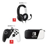 PDP Gaming LVL40 Wired Stereo Gaming Casque Filaire, Noir/Blanc & LED Faceoff Wired & Slim Travel Deluxe