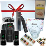 Father's Day Hamper - Lynx Gifts for Men, Wahl Nose Hair Trimmer, Vanilla Fudge, Chocolate Liqueurs, Whiskey Glass Father's Day Card Father's Day Gifts from Son and Daughter Gift for Husband Dad Gifts