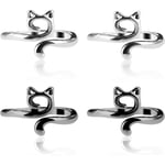 4 st Stickade Virka Loop Ring Metall Öppen Garn Guide Justerbar Flätad Snabbare Stickning Tummar Hållare Tillbehör (Katt Stil)