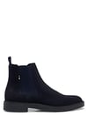BOSS Mens Calev Cheb Suede Chelsea boots with signature-stripe detail Size 7