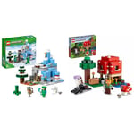 LEGO Minecraft The Frozen Peaks, Cave Mountain Set with Steve, Creeper, Goat Figures & Accessories & Minecraft The Mushroom House Set, Building Toy for Kids Age 8 plus, Gift Idea with Alex