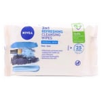 3 x Nivea 3in1 Refreshing Cleansing Wipes 25 Wipes