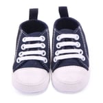 0-12m Newborn Toddler Canvas Sneakers Soft Shoes First Walkers Deep Blue 11cm
