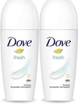 Dove Roll On Deodorant Fresh 50ml X 2