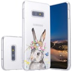 LuGeKe Cute Rabbit Clear Case for Galaxy S10e, Boys Girls Kawaii Funny Lovely Animal Bunny Pattern Design Soft Slim Transparent TPU Covers for Galaxy S10e,Personalized Protective Phone Case