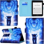 C/N DodoBuy Case for Kindle Paperwhite, PU Leather Flip Smart Cover Wallet Bag Pouch Holder Stand with Card Slots Magnetic Closure - Lion