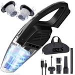 Roy's Handheld Vacuum Cordless, Portable Handheld Vacuum Cleaner with Powerful Suction, 2 Filters, Integrated LED Light, 120W with a Rechargeable 2200mAh Battery, 5 Extension Pieces & Storage Bag