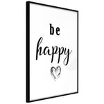 Plakat - Be Happy - 30 x 45 cm - Sort ramme