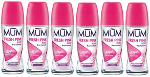 6 X Mum Roll On Fresh Pink Rose Anti Perspirant Deodorant 50ml