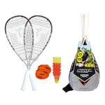 Talbot-Torro Speed Badminton Premium Set Speed 7700, Haute Qualité, 2 Raquettes Graphite, 6 Volants Résistants au Vent, Système de Marquage du Terrain, Sac à Dos Moderne, 490117