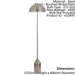 Floor Lamp Light Brushed Nickel Plate 60W E27 Complete Standing Lamp