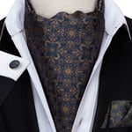 Uk Novelty Floral Mens Silk Ascot Cravat Tie Pocket Square Set Jacquard Woven