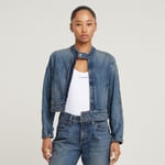 Short Moto Jacket - Medium blue - Women