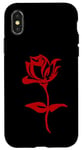 Coque pour iPhone X/XS Rose rouge dessin minimaliste fleur rose amoureux jardinage