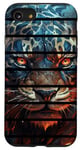 Coque pour iPhone SE (2020) / 7 / 8 Rétro cercle anime léopard, jaguar aux yeux rouges, feu, art