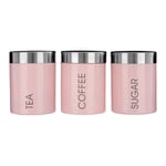 Premier Housewares Liberty Pastel Pink Tea Coffee Sugar Canisters Jars Kitchen