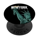 Enjoy Cool New York City Statue Of Liberty Skyline Graphic PopSockets PopGrip Interchangeable