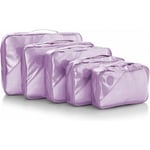 Heys Metallic Packing Cubes förpackningspåsar, 5 stycken, lila