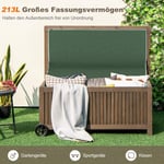 Trädgårdslåda 213 L Förvaringslåda med hjul Kuddlåda med vattentät PE-foder 114 x 58,5 x 51 cm Brun