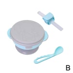 Cute Silicone Baby Suction Table With Cover Drinking Straw B Blue