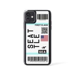 Cute First Class Airplane Ticket Phone Case for iPhone 11Pro Max 7 8 Plus X XR XS Max Flight Note Letter Soft Silicone Back Cover - SEATTLE-for iPhone 11Pro Max