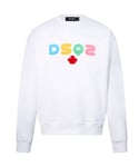 Dsquared2 Mens Multi Coloured DSQ2 Logo White Sweatshirt - Size X-Large