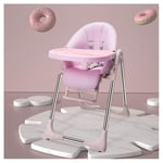 WGXQY High Chair, Folding, Baby High Chair -Adjustable Seat with 5 Different Positions - High Chairs with Removable Tray, Wipe Clean, Comfortable Baby Cushion,Pink