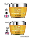 2 X Olay Regenerist Vitamin C +AHA 24 Hydrate Brighten Even Day Gel Cream 50ml 