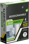 Brackit 4-Pack Strong Biodegradable Extra-Large Plastic Dust Sheets for Decorating -4x5m (13x16ft) - 20 Micron - Embossed White Plastic Sheets - Waterproof Plastic Sheets for Painting & Covering