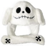 Öronrörande hoppande hatt rolig plysch spöke hatt unisex öronlappar rörliga öron hatt cosplay halloween jul fest hatt(vit)