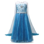 Barn Flickor Frozen Elsa Prinsessa Finfina Klänningar Karneval Cosplay Tulle Klänningar-Blå 9-10 Years