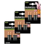 12 Pack Duracell AAA NiMH Rechargeable Batteries Duralock Pre/Stay Charged 900mA