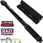 Sealey Premier Micrometer Torque Wrench 3/8"Sq Drive Calibrated Black Series