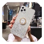 Gradient Glitter Star Phone Case With Ring For iPhone 11 Pro Max XR X XS Max 7 8 6S Plus Soft Clear Phone Cover-White-For iPhone X Or XS