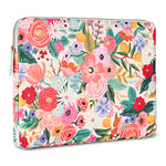 Rifle Paper Co. Laptop Sleeve 14” - Laptop Carrying Case with Padded Exterior, Satin Interior, Metallic Zipper - Floral Laptop Bag For MacBook Pro/Air M2 13 inch, HP, Asus, Dell - Garden Party Blush