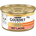 Purina GOURMET Gold Raffiniertes Ragout, köstliches Katzennassfutter, fein geschnetzelte Stückchen, Katzenfutter nass, 12er Pack (12 x 85 g Dose)