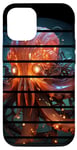 Coque pour iPhone 12/12 Pro Cercle rétro orange pieuvre yeux lumineux créature de la mer profonde