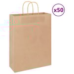Papperspåsar 50 st med handtag brun 32x12x42 cm