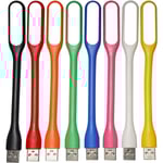 8-delad USB LED-lampa, flexibel mini USB-lampa, bärbar dator/PC-tangentbordslampa, USB-läslampa, liten boklampa, 8 färger