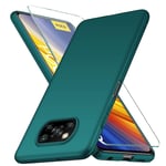 YIIWAY Compatible with Xiaomi Poco X3 Pro/Poco X3 NFC Case + Tempered Glass Screen Protector, Green Ultra Slim Case Hard Cover Shell Compatible with POCO X3 Pro YW41910