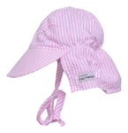 Solhatt Flap hatt for barn, rosa striper, UPF50+