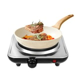 Hot Plates, Stainless Steel Single Hotplate, Uten Electric Hotplate, 5 Power Levels Mobile Hotplate, Overheating Protection, Portable Electric Hob with Temperature Control, 1000W