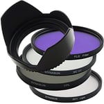 DynaSun Set de filtres polarisant circulaires fins avec lentilles filtre Skylight, filtre MCUV, lentilles fines pour caméra, filtre FL-D jour, capuchon en forme de tulipe pour caméras Canon, Nikon, Pentax, Olympus, Samsung, Sony, Panasonic, Fujifilm