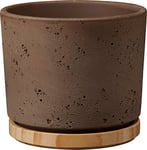 Soendgen Keramik Paros Deluxe 1551/0019/2121 Pot de Fleurs Gris Sable/Bois 19 x 19 x 17 cm