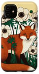 Coque pour iPhone 11 Red Fox Art Fleurs Anémone Windflower