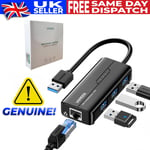 USB 3.0 Hub Ethernet Adapter 4 In 1 Fast Amazon Fire Stick TV 4K MacBook RJ45