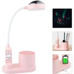 Gotrays - Kids Cute Desk Lamp Led Kids Table Lamp With Pen Holder Rechargeable Study Lamp With Star Projection 3 Brightness Levels Night Light For