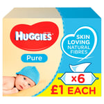 Huggies Pure Baby Wipes - 6 Pack (56 Wipes/Pack, 336 Wipes Total)
