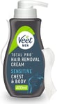 Veet Men Hair Removal Cream, 400ml, Chest & Body, Sensitive Skim, 1 Spatula, De