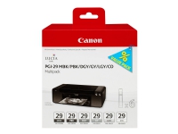 Canon PGI-29 MBK/PBK/DGY/GY/LGY/CO Multipack - 6-pack - 36 ml - grå, ljusgrå, mörkgrå, mattsvart, foto-svart, kromoptimerare - original - bläcktank - för PIXMA PRO-1